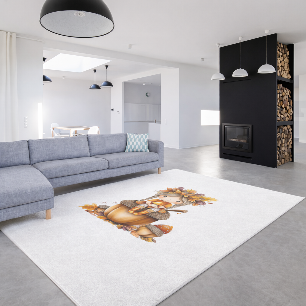 Autumn Acorn Mushroom Girl Living room carpet