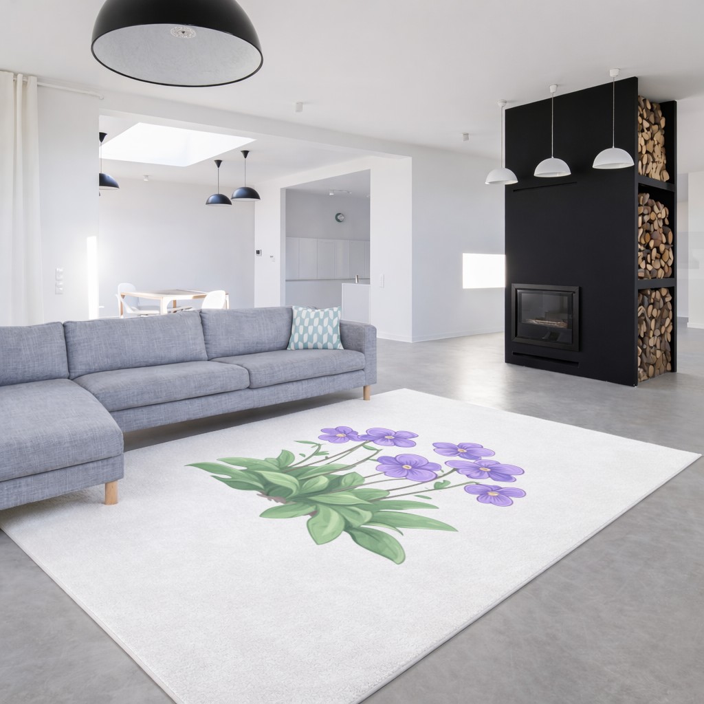 Kır Çiçekleri Mor Menekşeler Salon Halısı