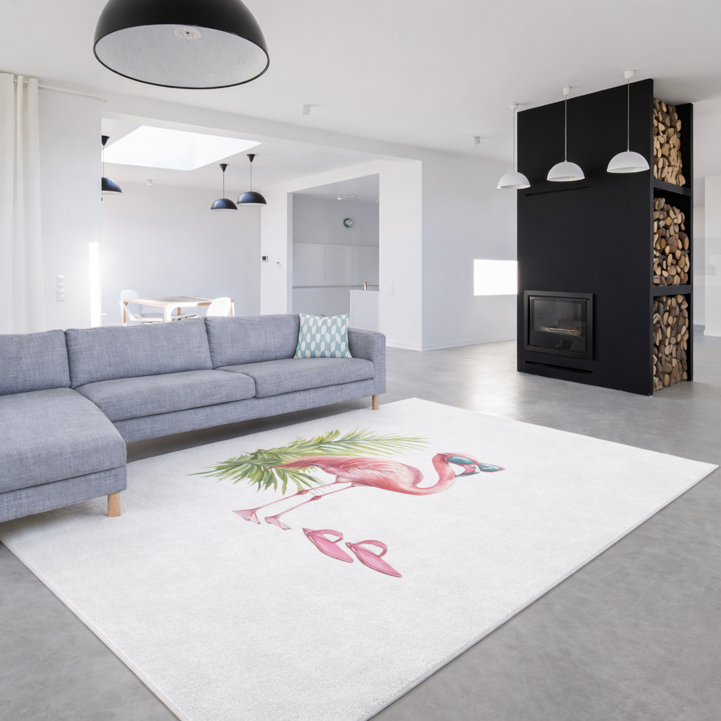 Pink Flamingo with Sunglasses Living room carpet
