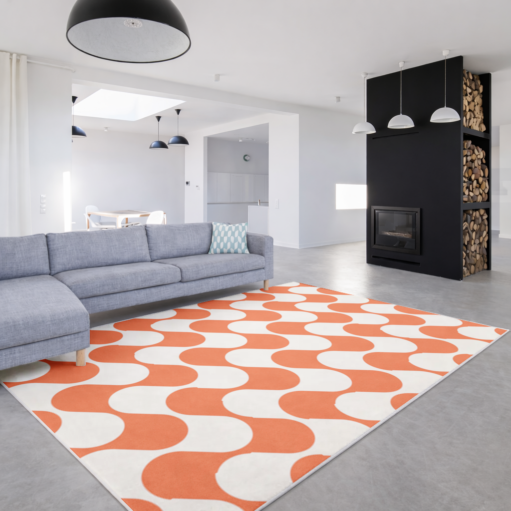 Retro 70s Orange Cream Groovy Curves Living room carpet