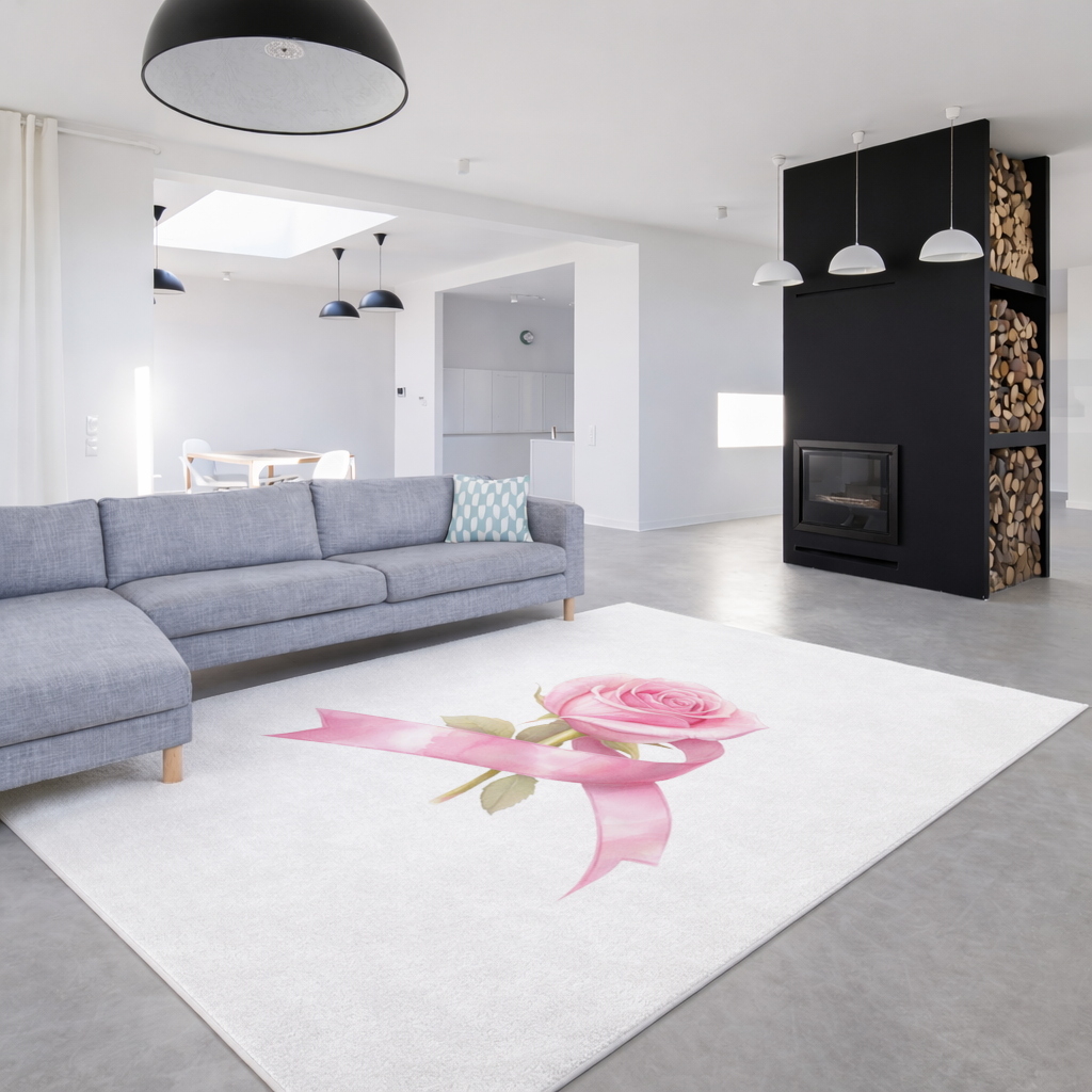 Breast Cancer Awareness Pink Rose Living room carpet