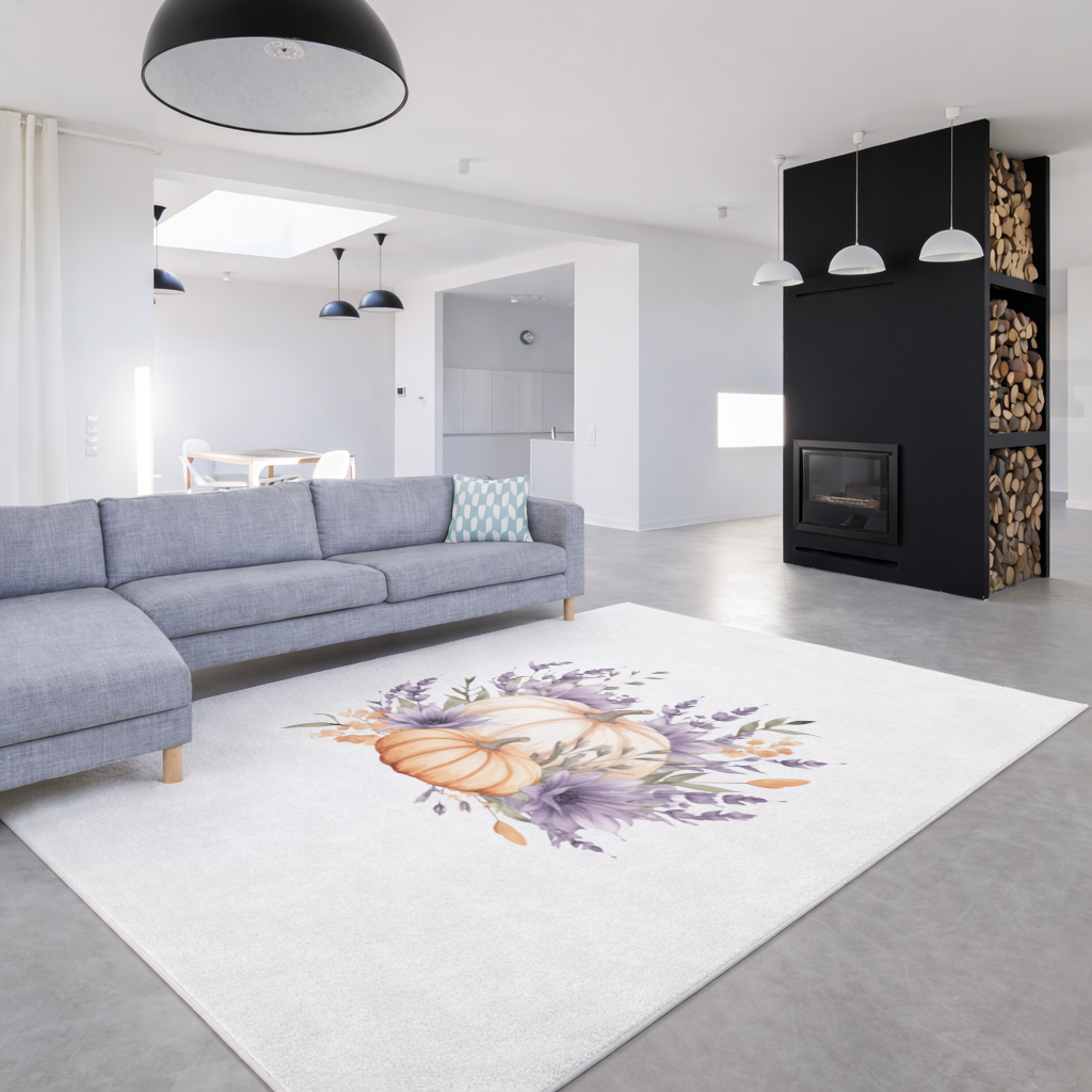 Lavender and Pumpkin Autumn Bouquet Living room carpet