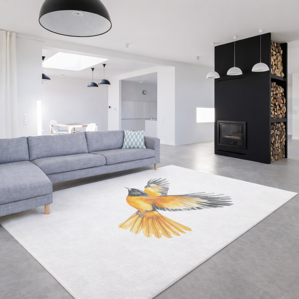 Watercolor Baltimore Oriole Living room carpet