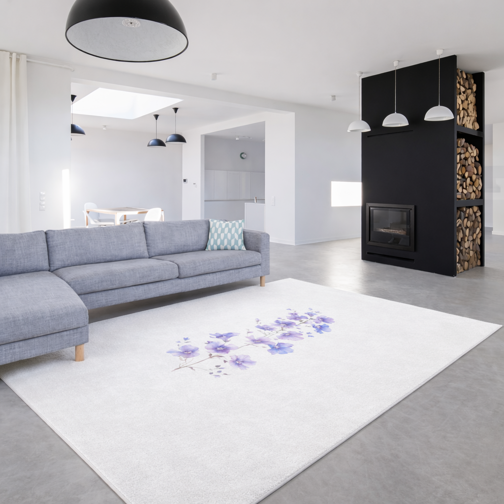 Delicate Blue Flax Wildflowers Living room carpet