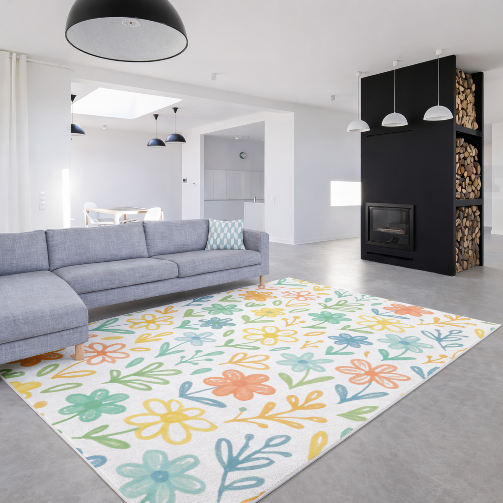 Colorful Boho Wildflowers Living room carpet