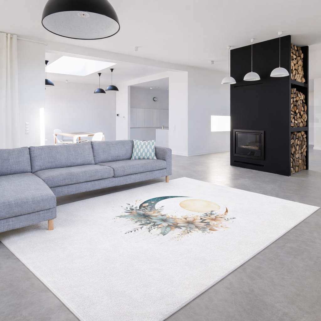 Celestial Boho Moon Floral Living room carpet