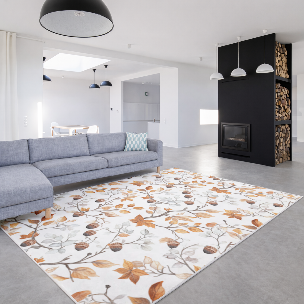 Watercolor Fall Acorns and Leaves Living room carpet