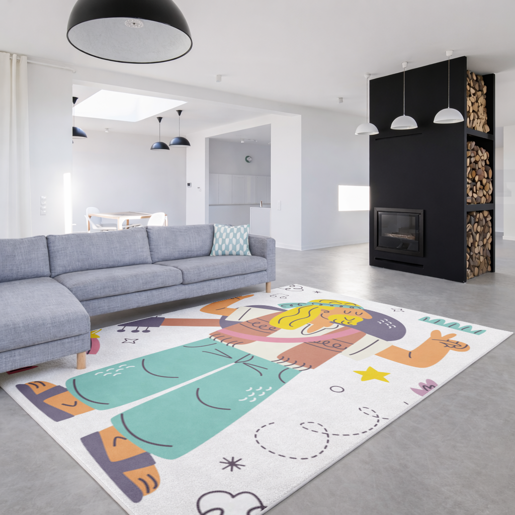 Retro Hippie Character Living room carpet