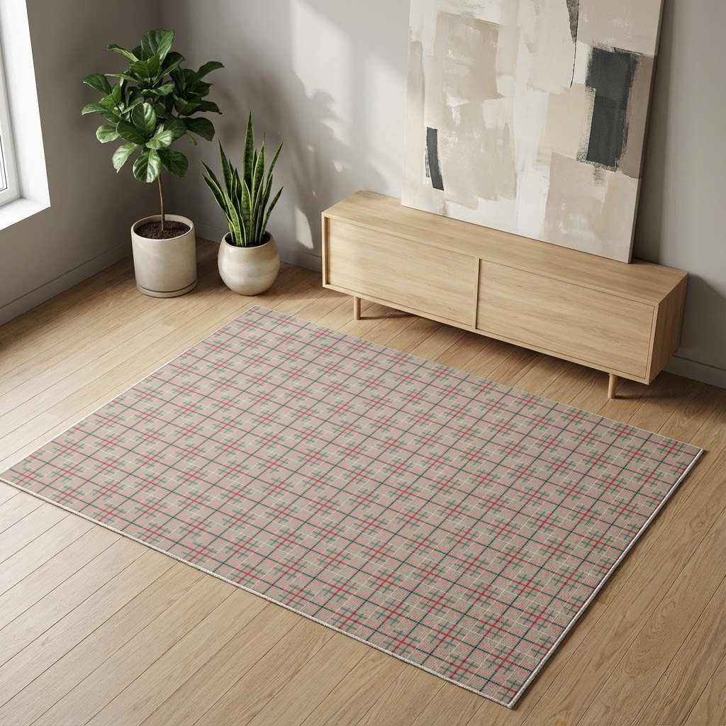 Kırmızı Siyah Geometrik Tribal Desen Salon Halısı