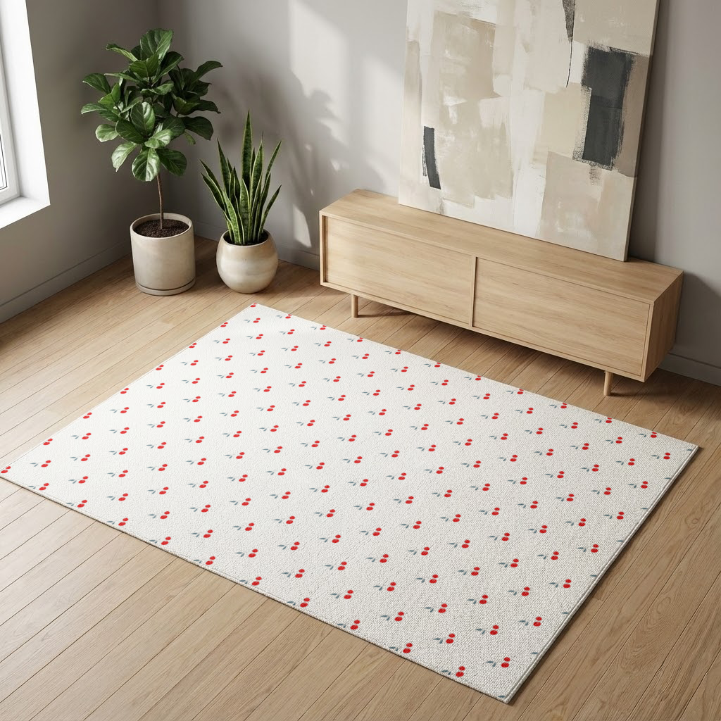 Minimal Cherry Repeat Pattern Background Living room carpet