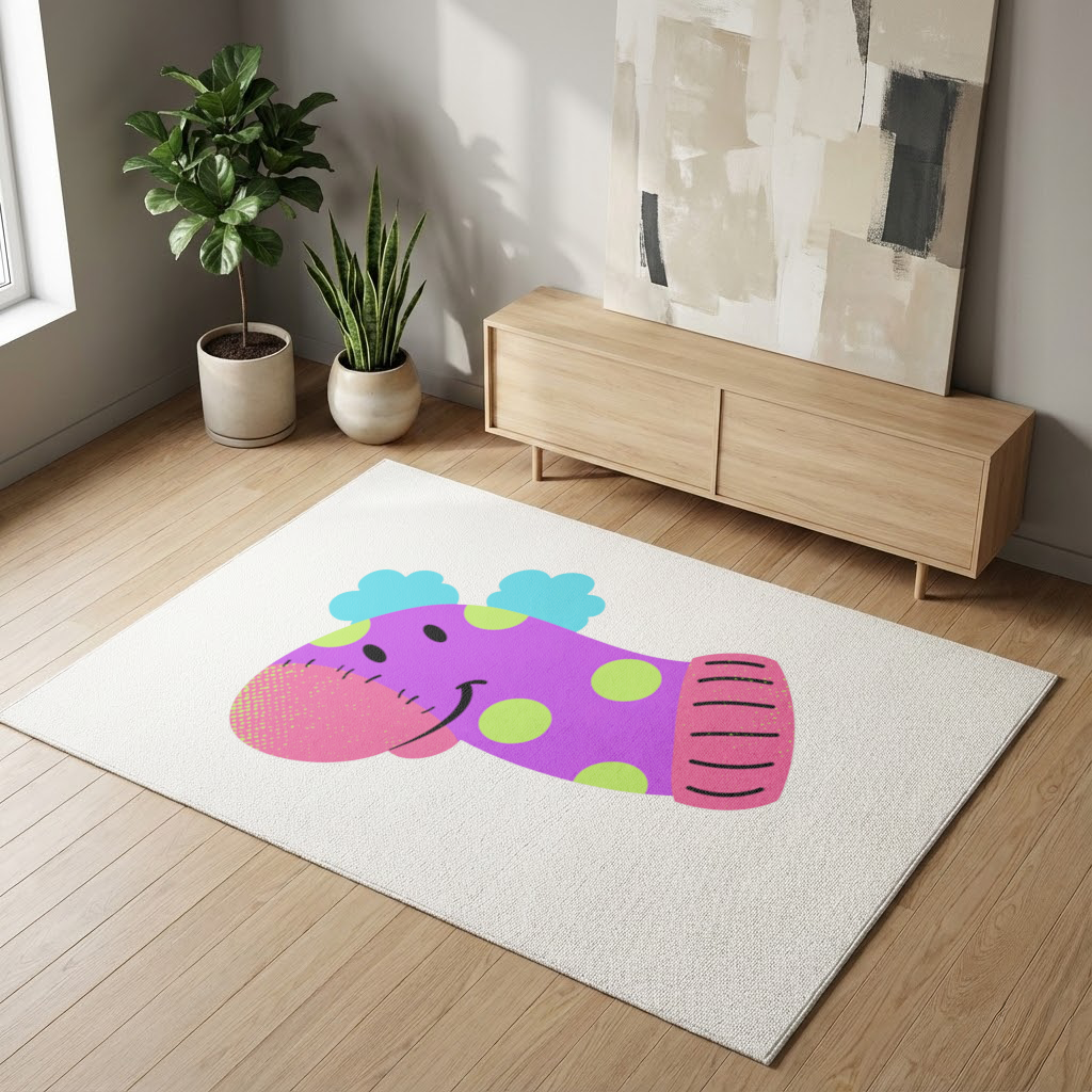 Cute Colorful Dinosaur Illustration Living room carpet