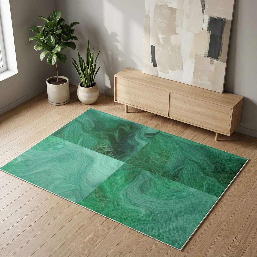 Black and green marbling Living room carpet