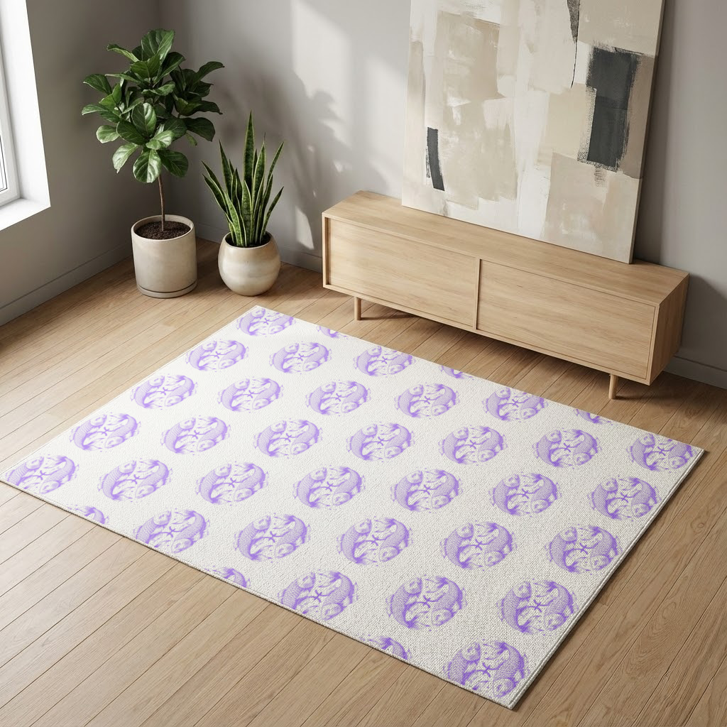 Pisces Zodiac Symbol with Purple Fish Art Living room carpet