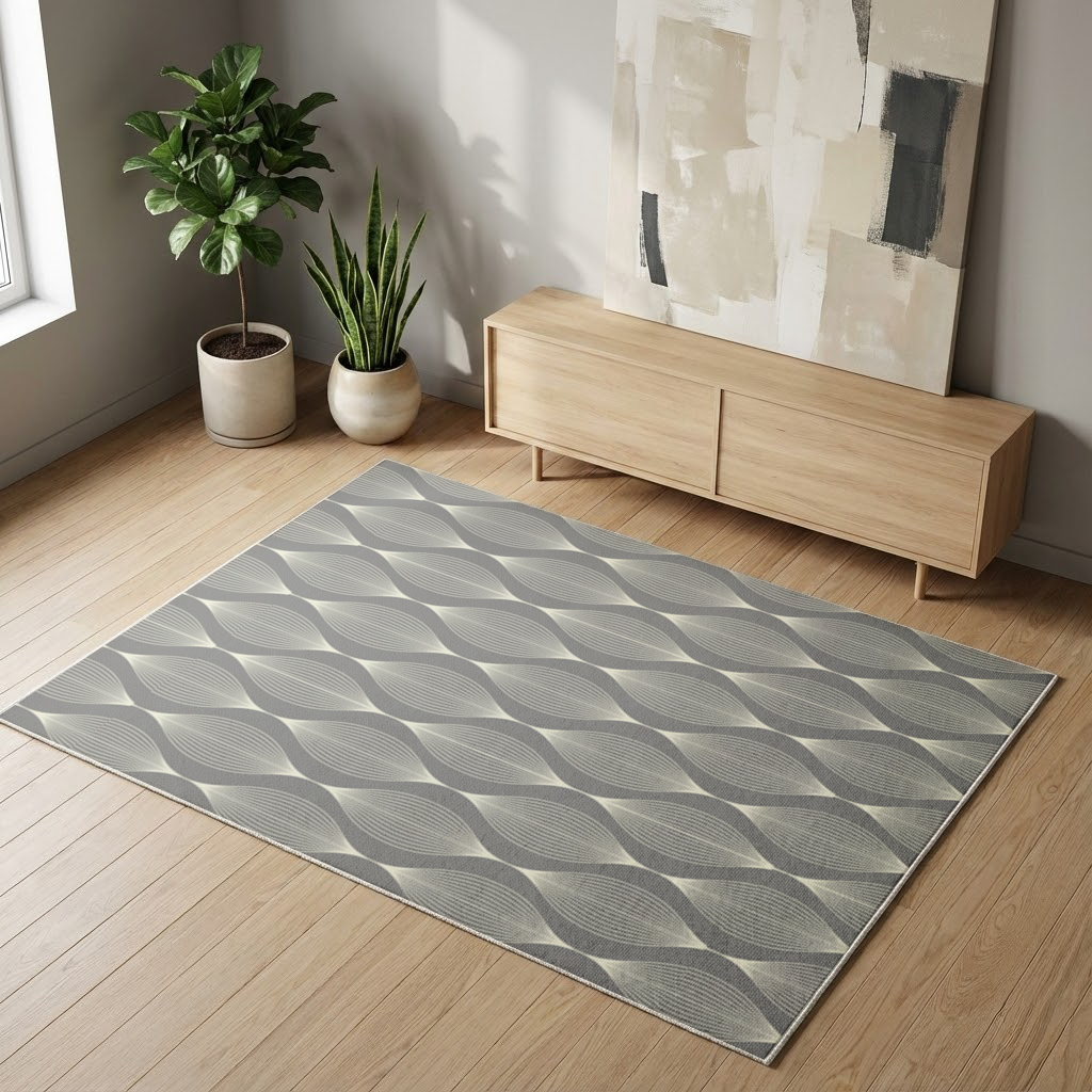 Art Deco Geometric Wavy Pattern Living room carpet