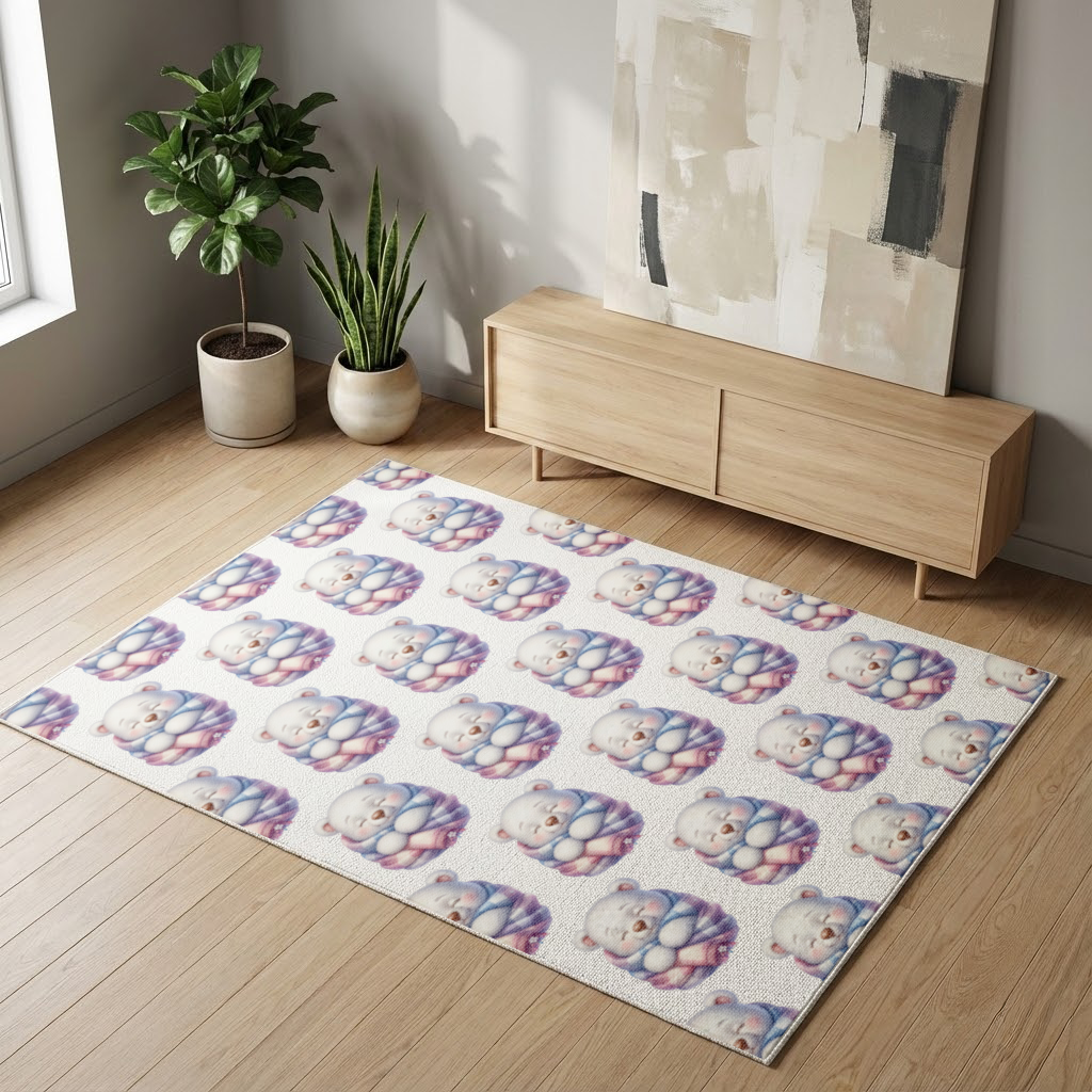 Cozy Sleepy Polar Bear Cub Living room carpet
