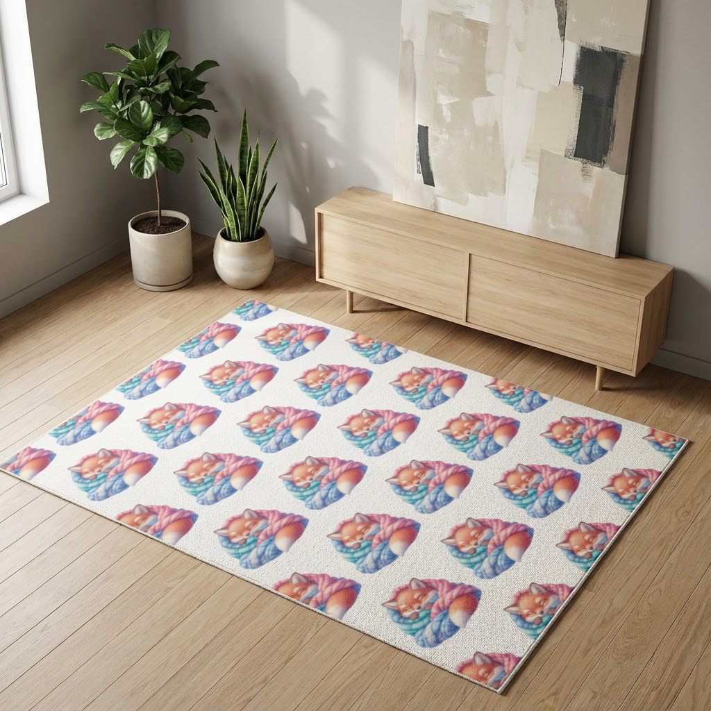 Sleeping Fox Knitted Blanket Living room carpet