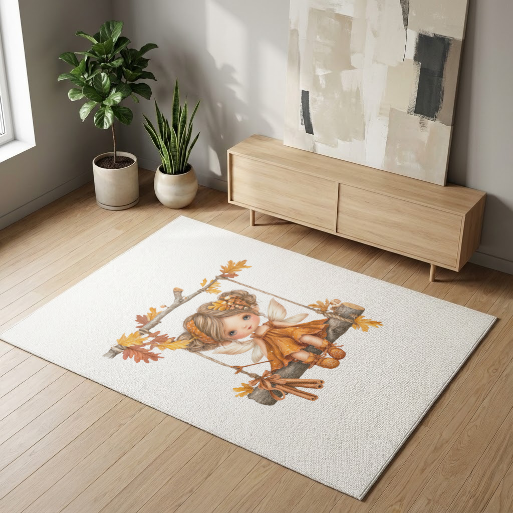 Sevimli Sonbahar Orman Perisi Salon Halısı