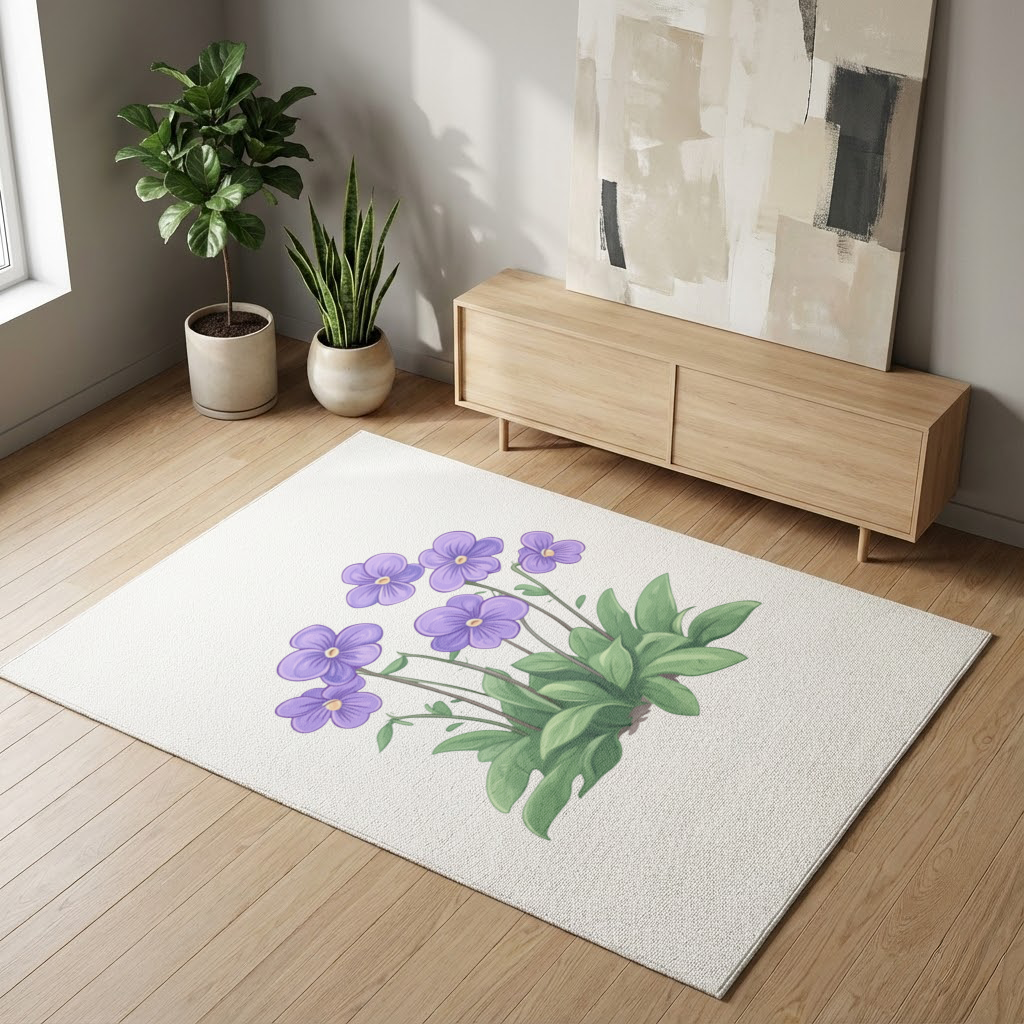 Cottagecore Purple Violets Living room carpet