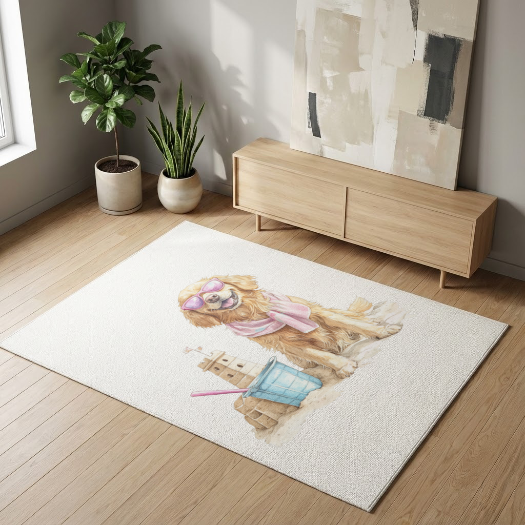 Beach Golden Retriever Pink Sunglasses Living room carpet