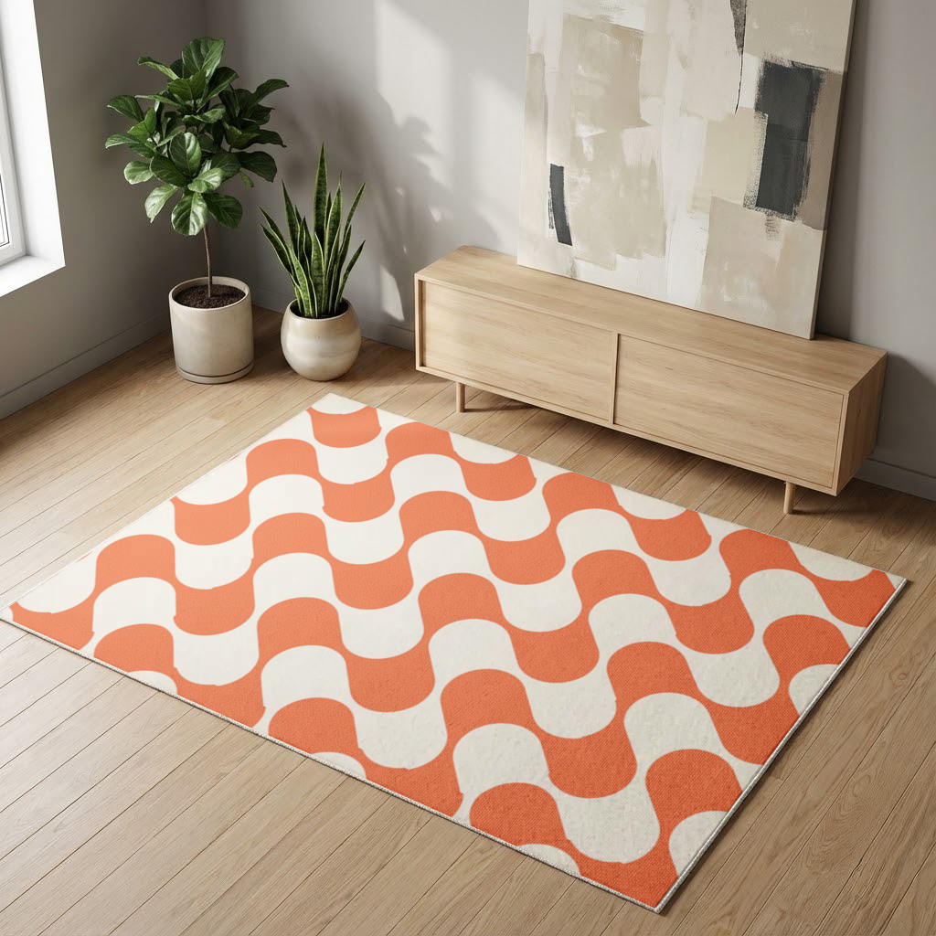Retro 70s Orange Cream Groovy Curves Living room carpet