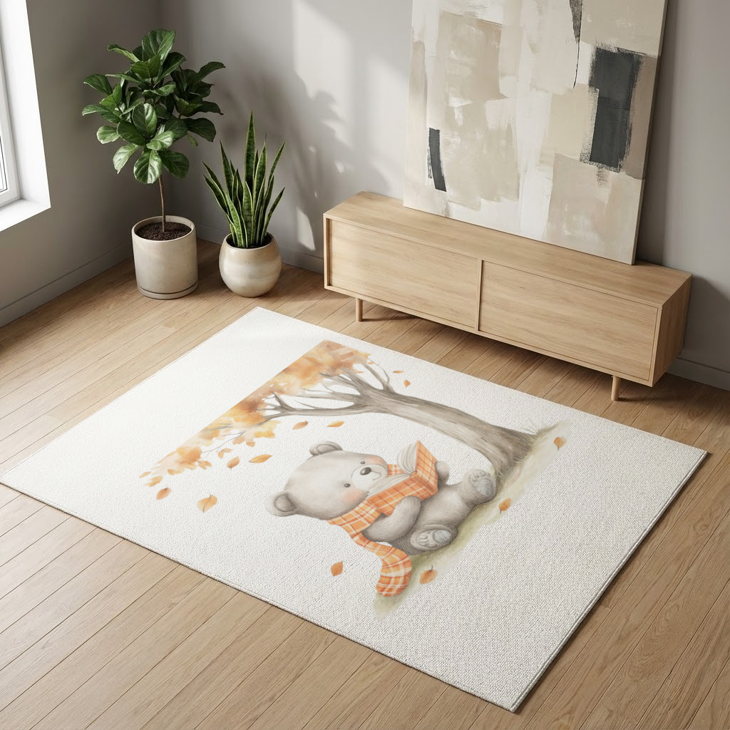 Reading Bear with Orange Scarf Living room carpet