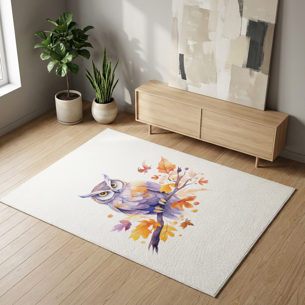 Whimsical Autumn Owl and Butterfly Living room carpet