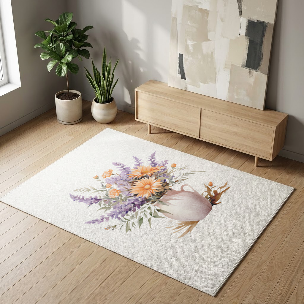 Cottagecore Wildflower Pitcher Living room carpet