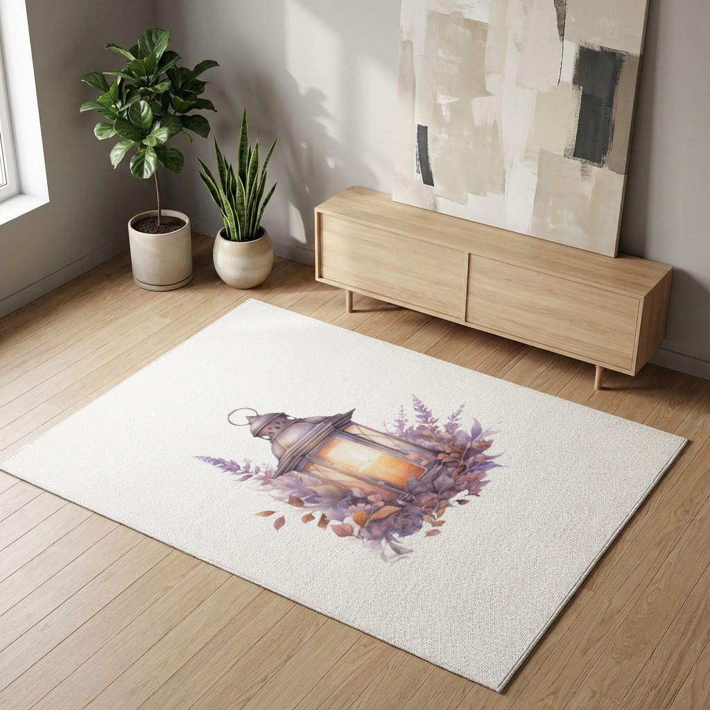 Cottagecore Lavender and Leaves Lantern Living room carpet