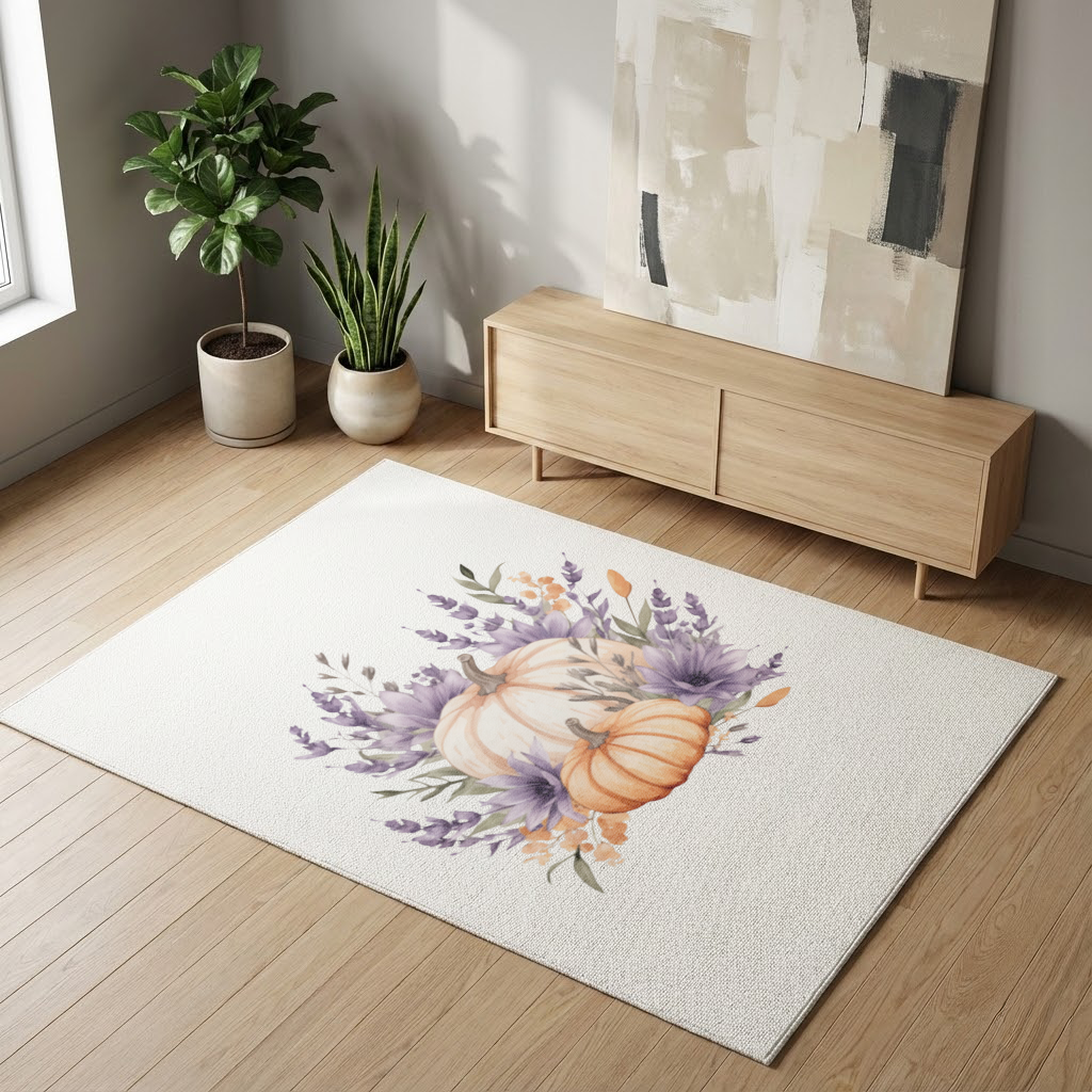 Lavender and Pumpkin Autumn Bouquet Living room carpet