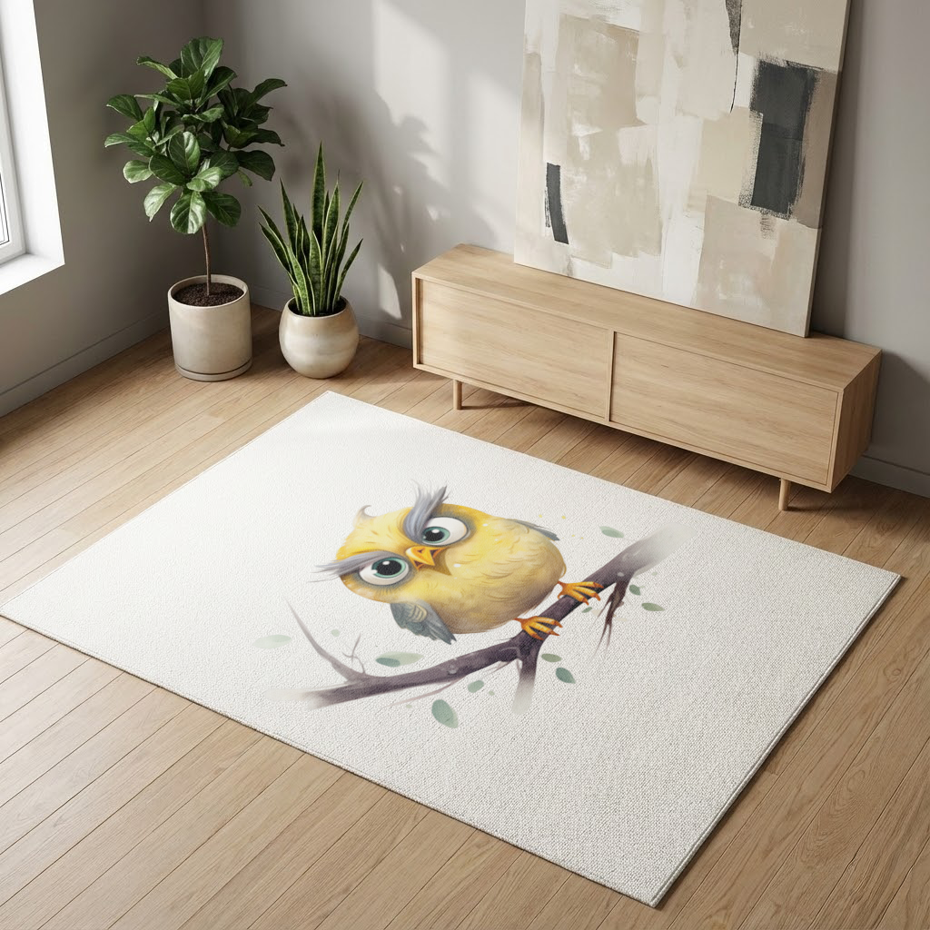 Grumpy Yellow Owl Living room carpet