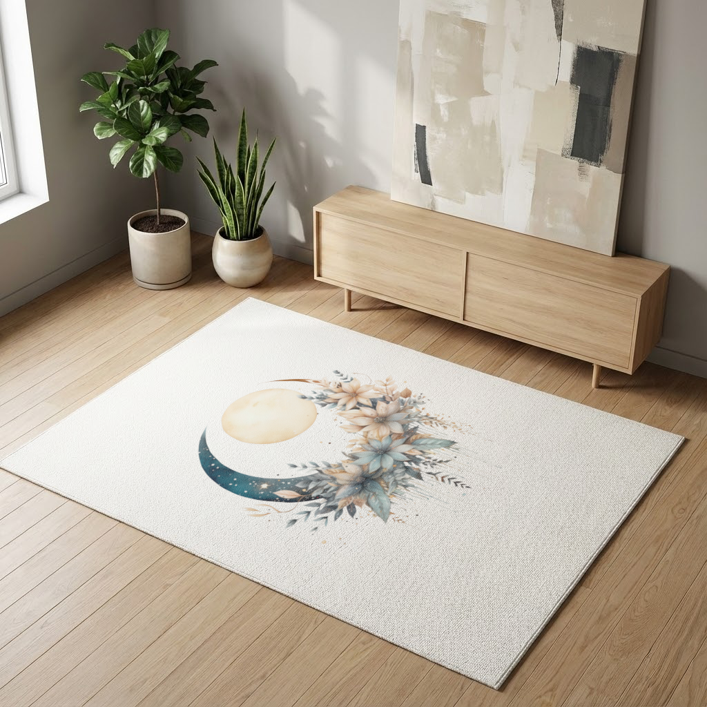 Celestial Boho Moon Floral Living room carpet