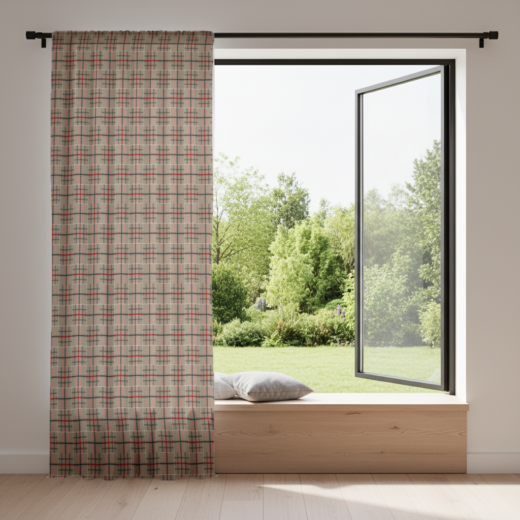 Red Black Geometric Tribal Pattern Drapes