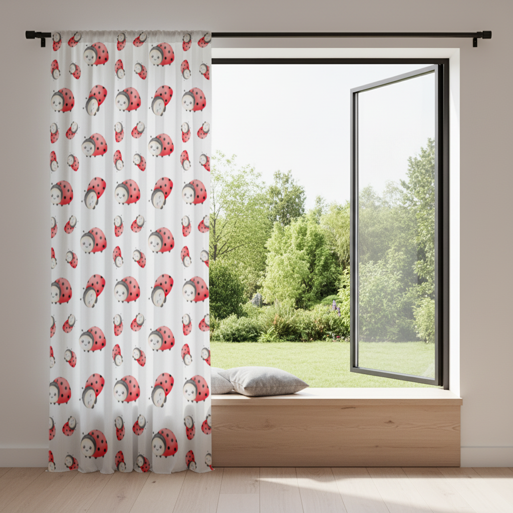 Cute Kawaii Ladybug Pattern Drapes