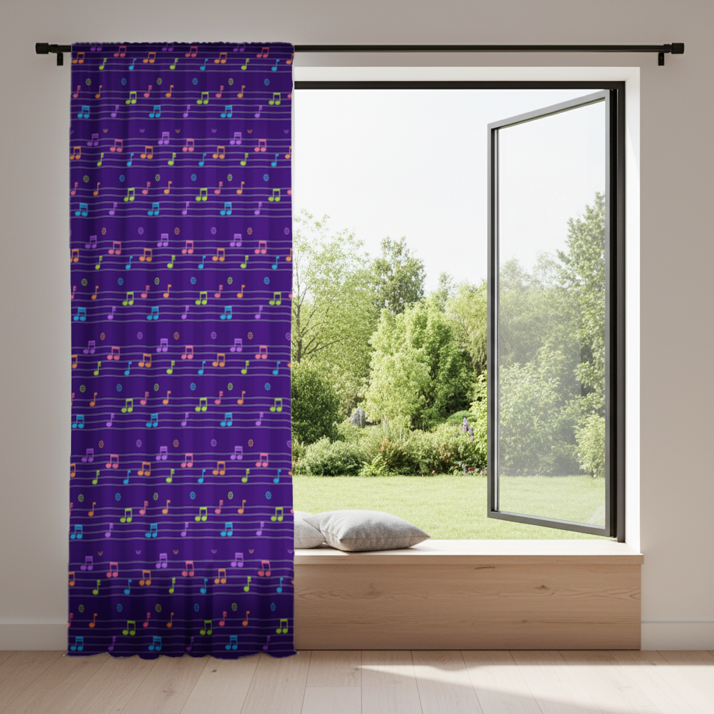 Colorful Music Notes and Modern Rhythm Seamless Pattern Drapes