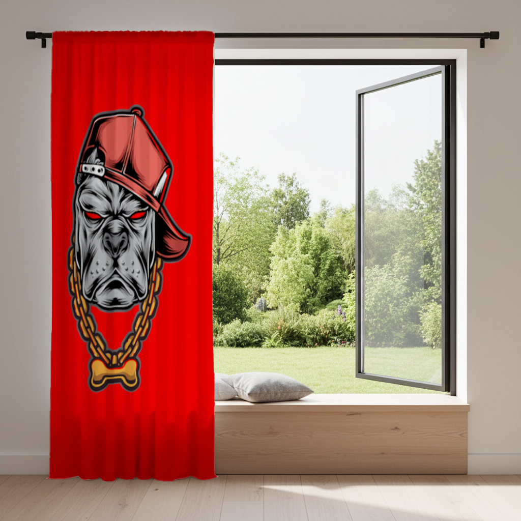 Hip Hop Style Gangster Dog Illustration Drapes