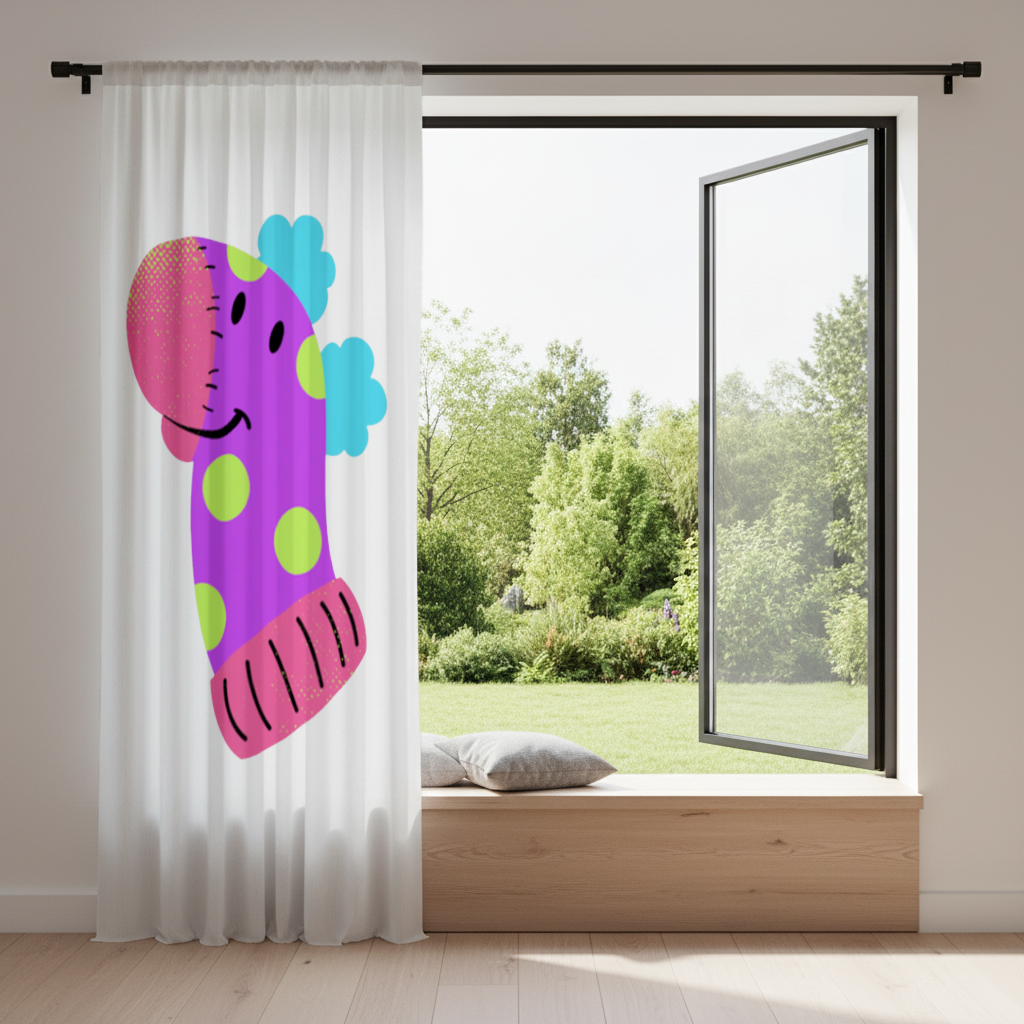Cute Colorful Dinosaur Illustration Drapes