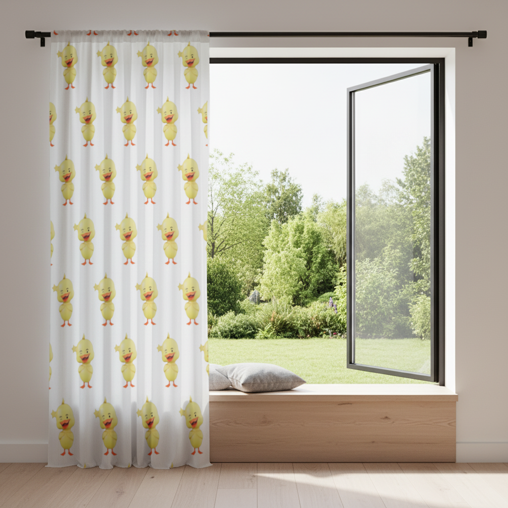 Cheerful Winking Yellow Duck with Star Drapes