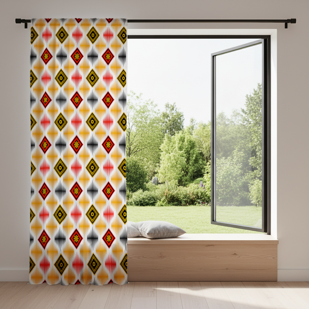 Vibrant Ethnic Geometric Motif Drapes