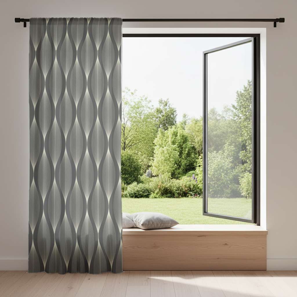 Art Deco Geometric Wavy Pattern Drapes