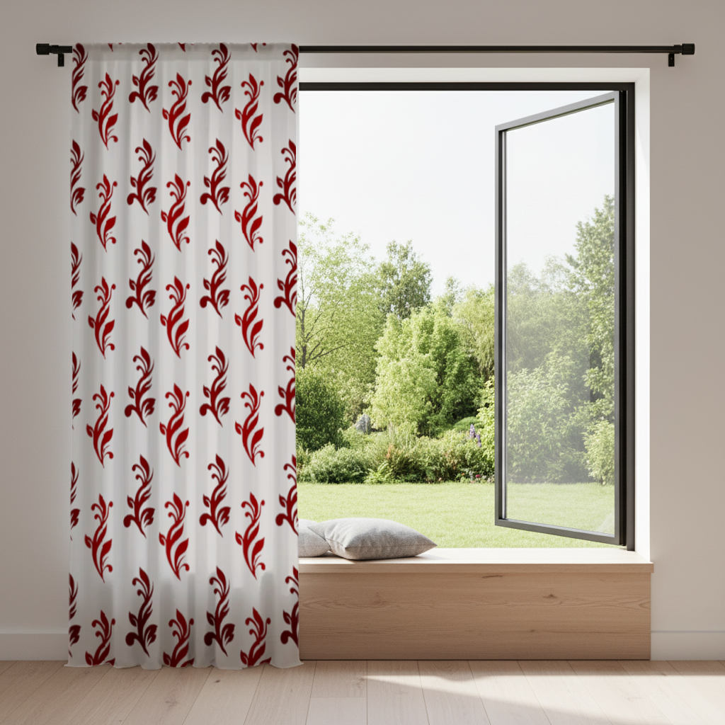 Burgundy Baroque Swirls Drapes