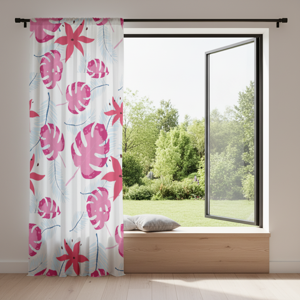 Pink Monstera and Tropical Lily Drapes