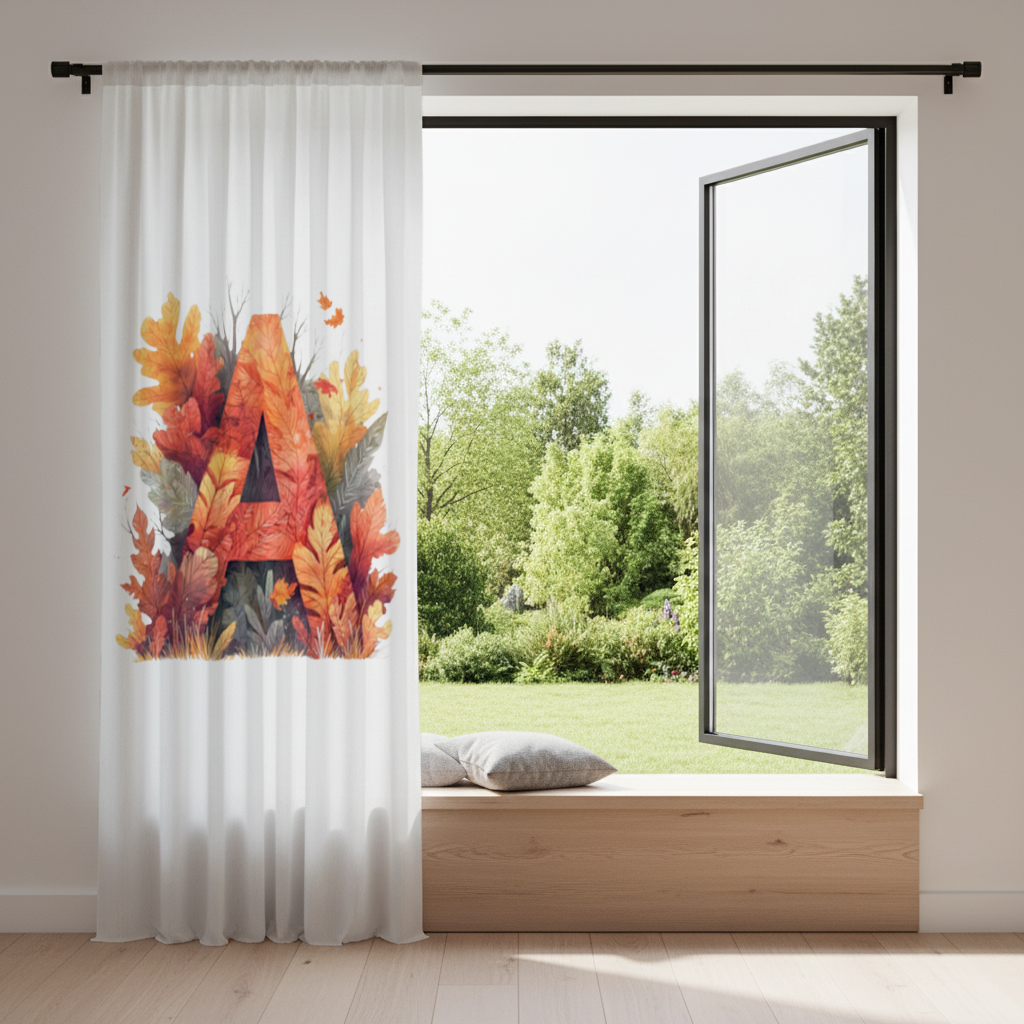 Autumn Leaf Letter A Monogram Drapes