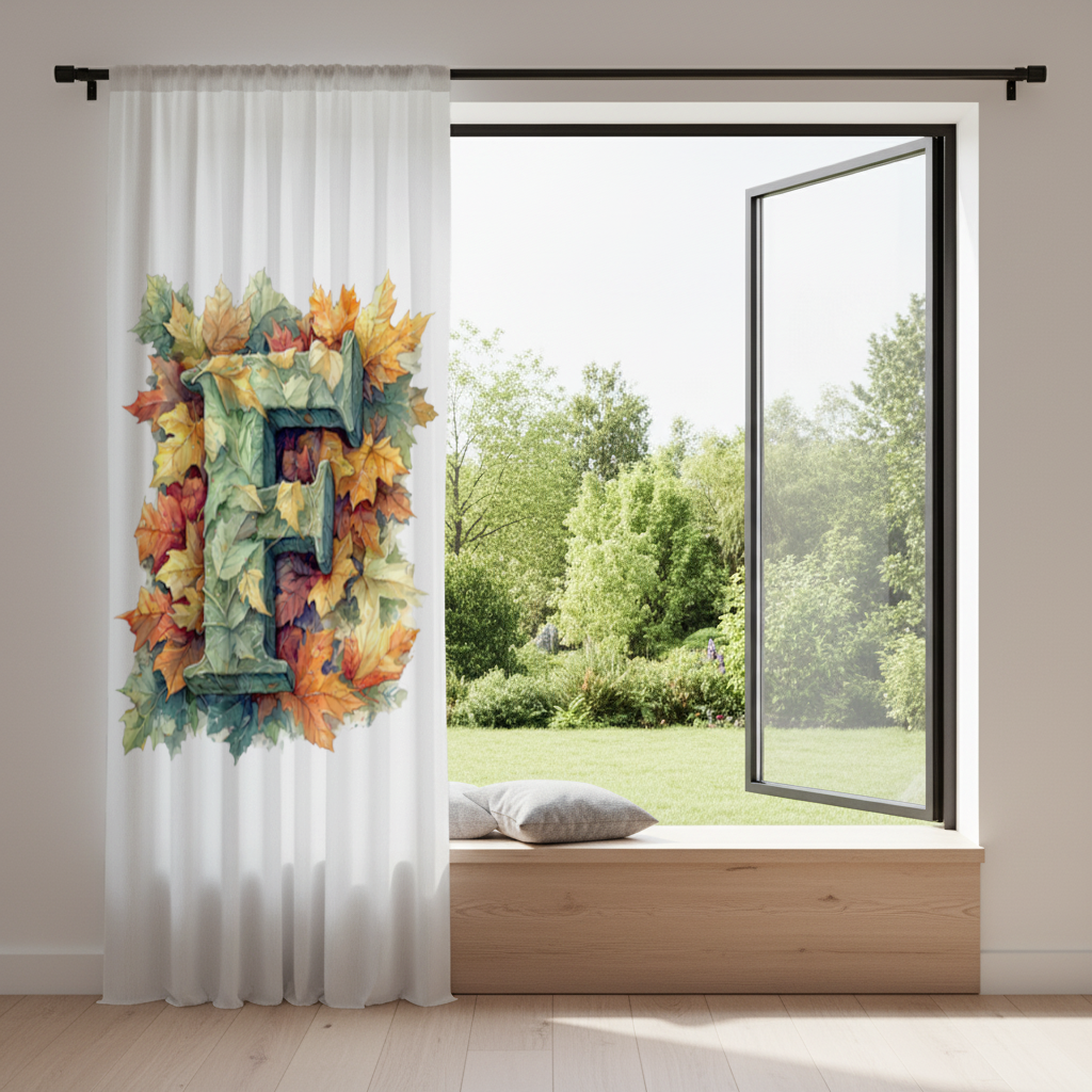 Autumn Leaf Monogram F Drapes