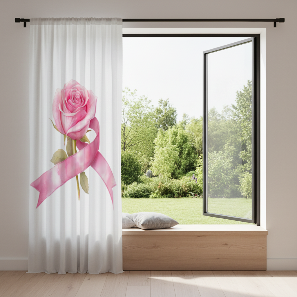 Breast Cancer Awareness Pink Rose Drapes