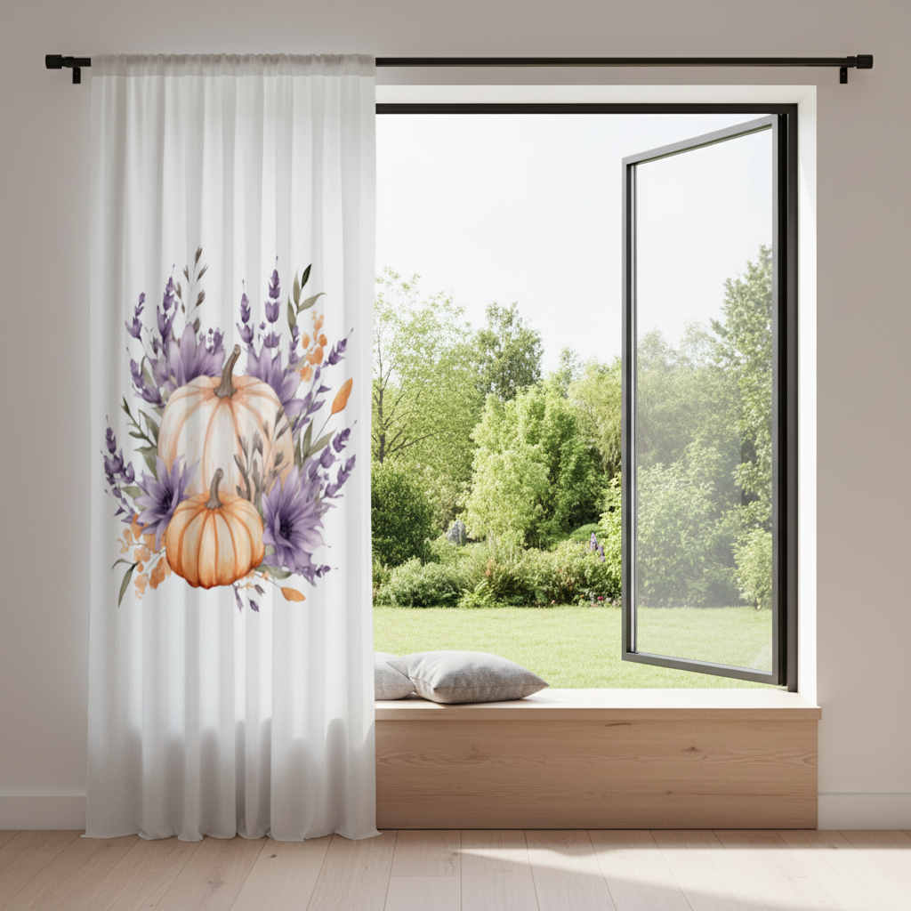 Lavender and Pumpkin Autumn Bouquet Drapes
