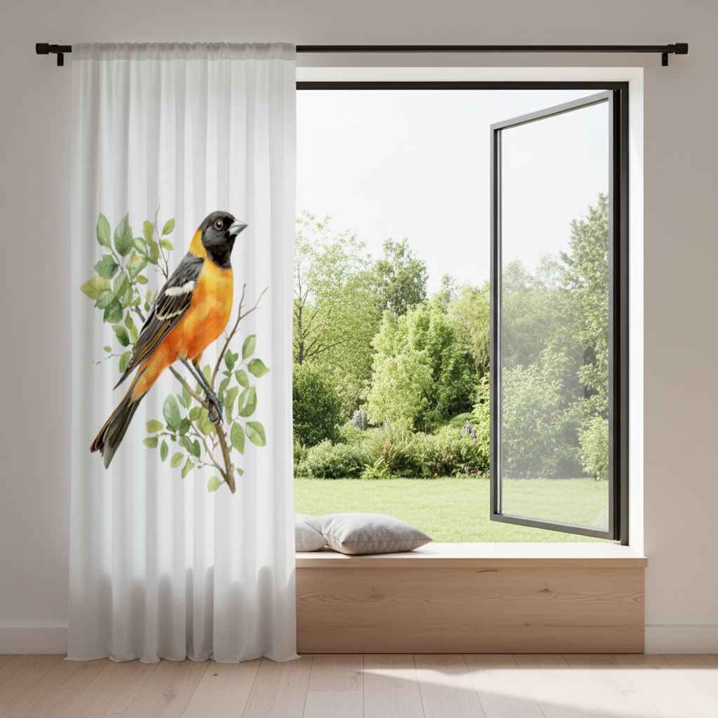Baltimore Oriole on Branch Drapes
