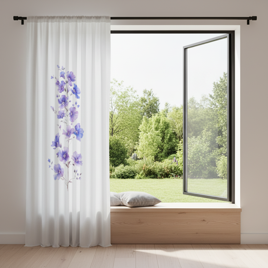 Delicate Blue Flax Wildflowers Drapes