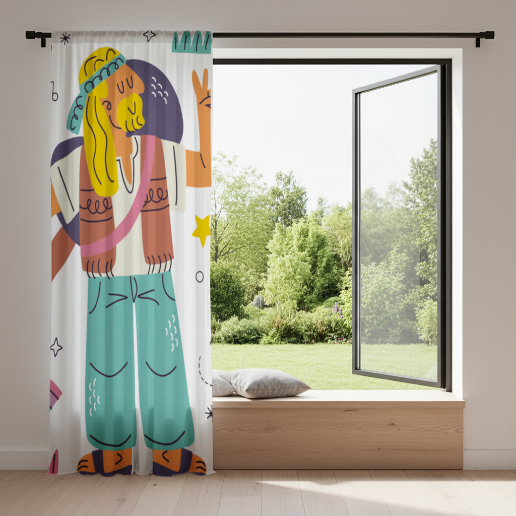 Retro Hippie Character Drapes