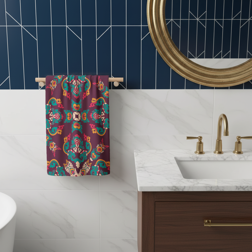 Colorful Ottoman Inspired Mandala Pattern Hand Towel