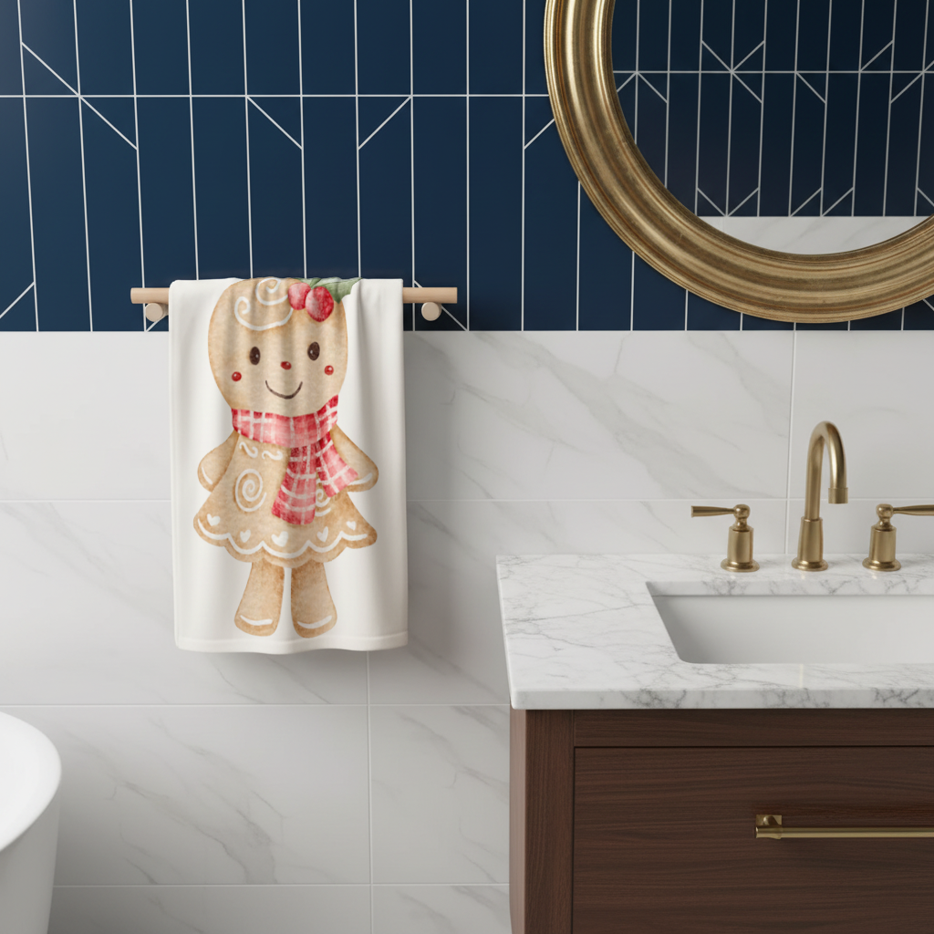 Cute Gingerbread Cookie Character Hand Towel